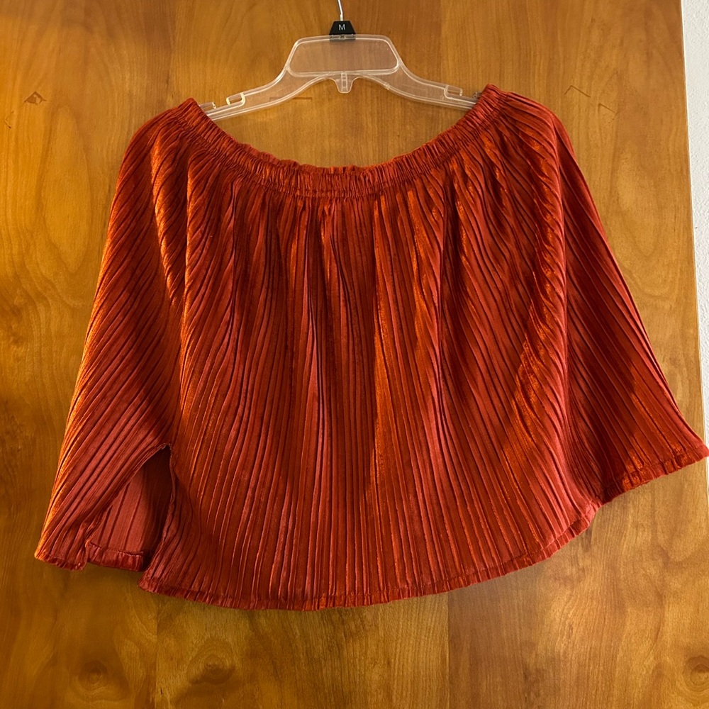 Vibrant Orange Pleated Crop Mini Skirt